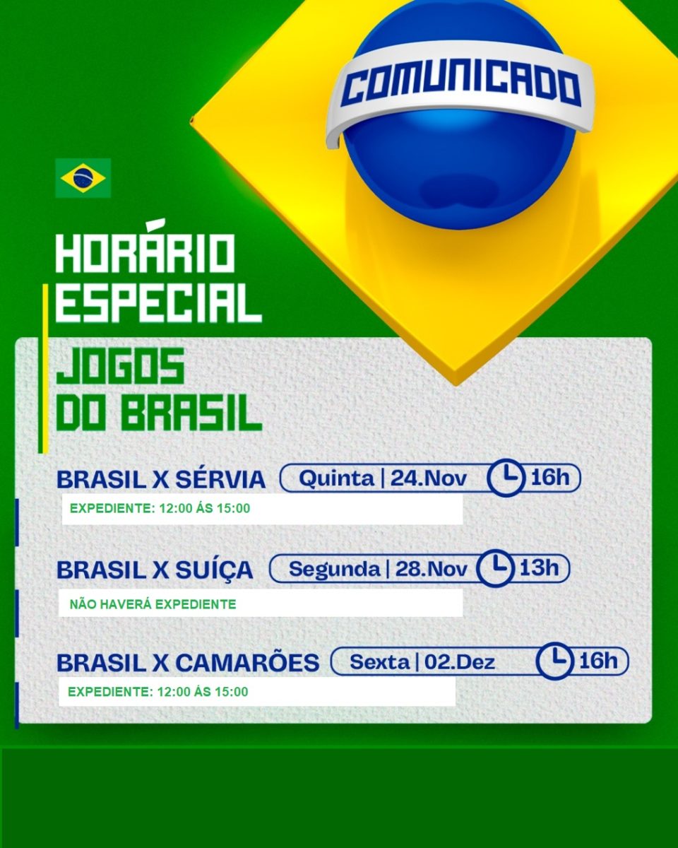 ORDEM DE SERVIÇO N°. 006/2022 – GP, 📋 REGULAMENTA OS HORÁRIOS DE  EXPEDIENTE DAS REPARTIÇÕES PÚBLICAS MUNICIPAIS, NOS ⚽️ JOGOS DA SELEÇÃO  BRASILEIRA 🇧🇷 NA COPA DO MUNDO DE 2022 – Prefeitura Municipal de Santo  Augusto